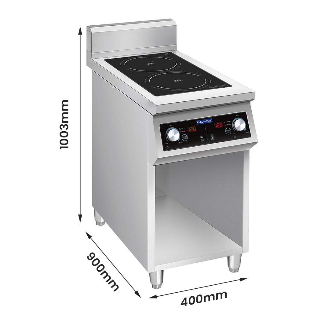 Electmax EIC9-400P - 900 Series 2 Burner Induction Cooktop with Splashback on Stand - image 2