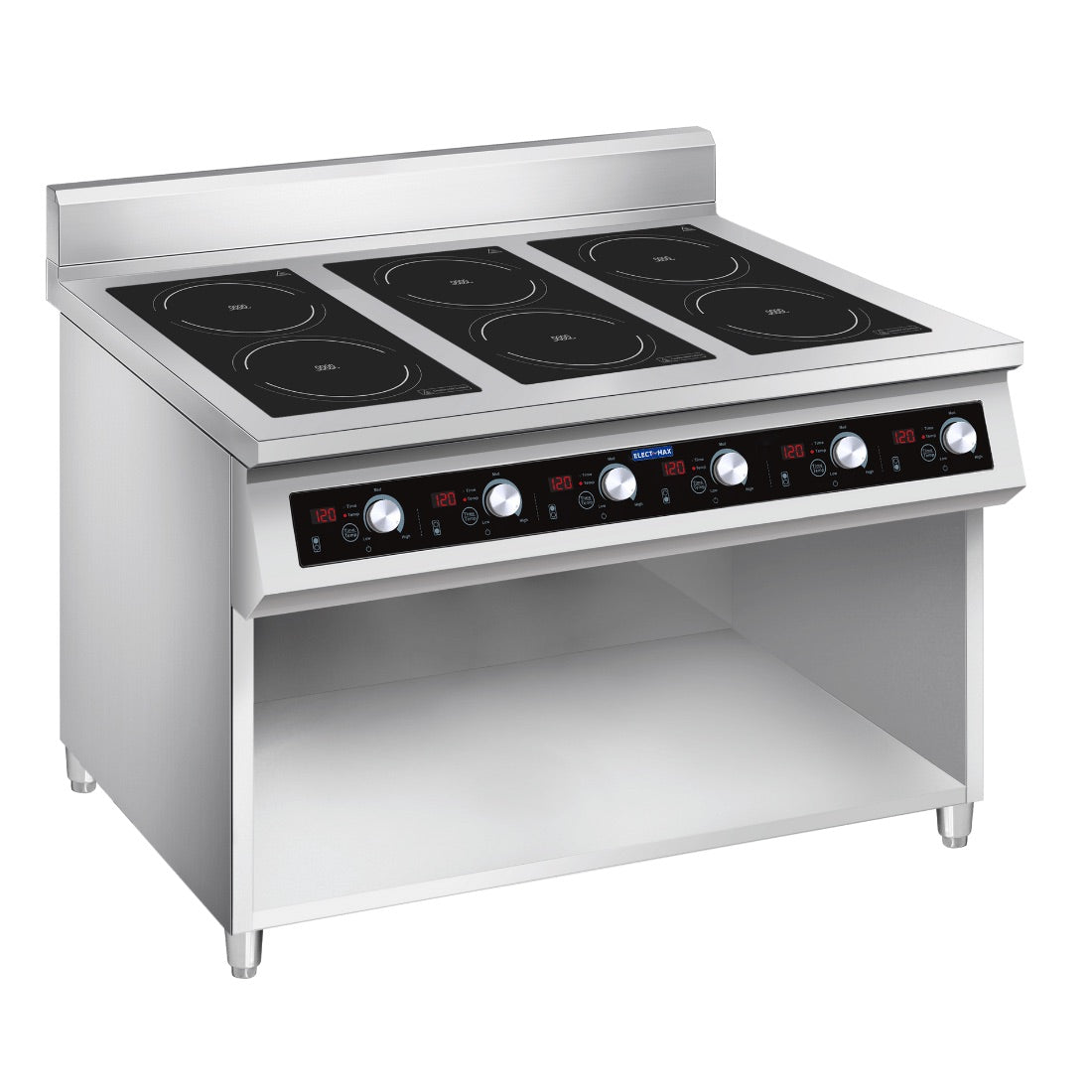 Electmax EIC7-1200P - 700 Series 6 Burner Induction Cooktop with Splashback on Stand