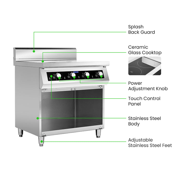 Electmax EIC9-800P - 900 Series 4 Burner Induction Cooktop with Splashback on Stand - image 3