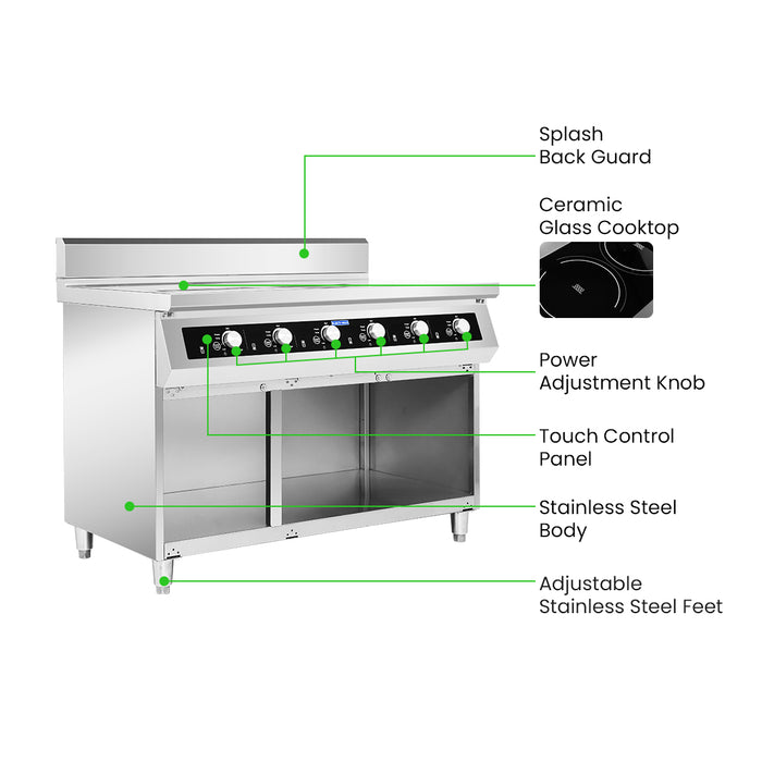 Electmax EIC7-1200P - 700 Series 6 Burner Induction Cooktop with Splashback on Stand - image 3