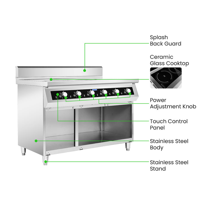 Electmax EIC9-1200P - 900 Series 6 Burner Induction Cooktop with Splashback on Stand - image 3