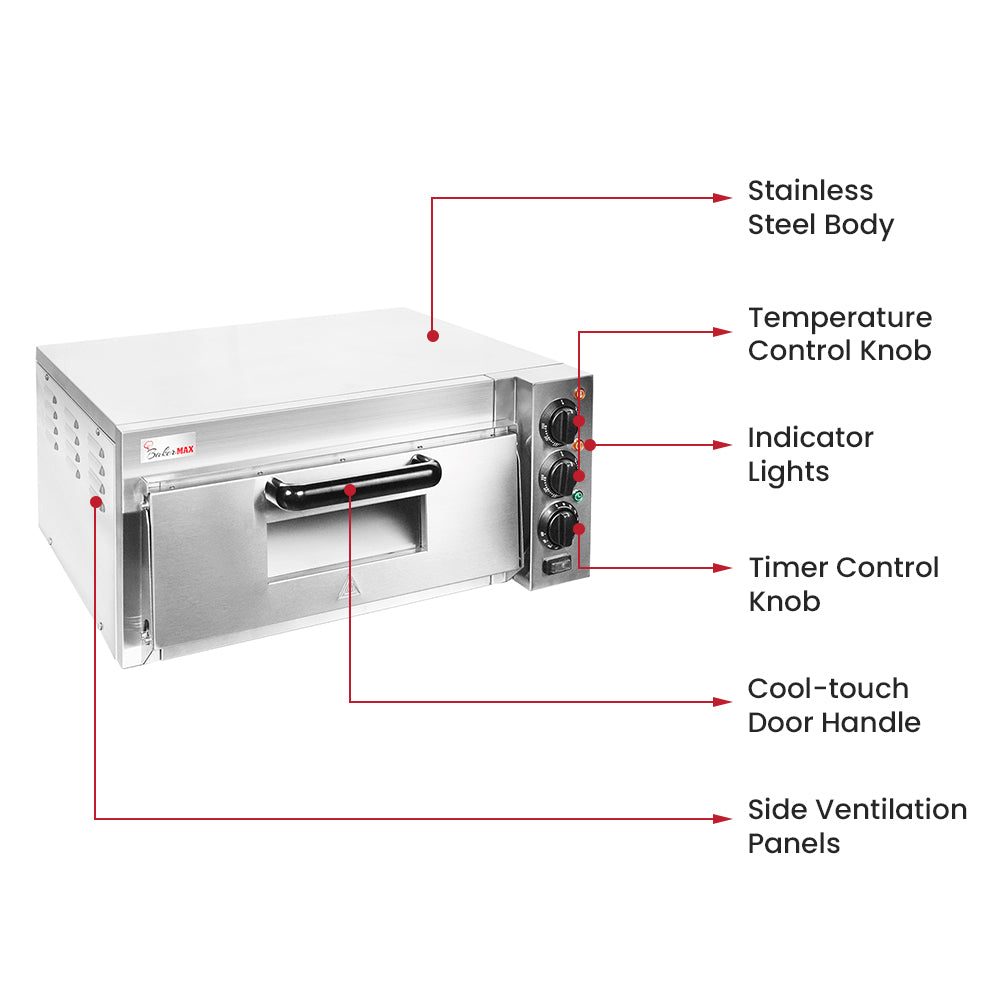 Baker Max EP-1T - Countertop Single Deck Electric Pizza Oven, 10A - image 3