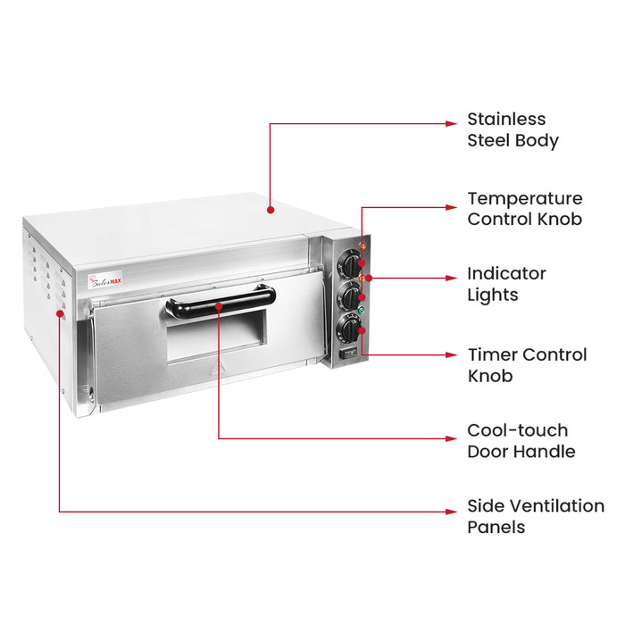 Baker Max EP-1T - Countertop Single Deck Electric Pizza Oven, 10A - image 3
