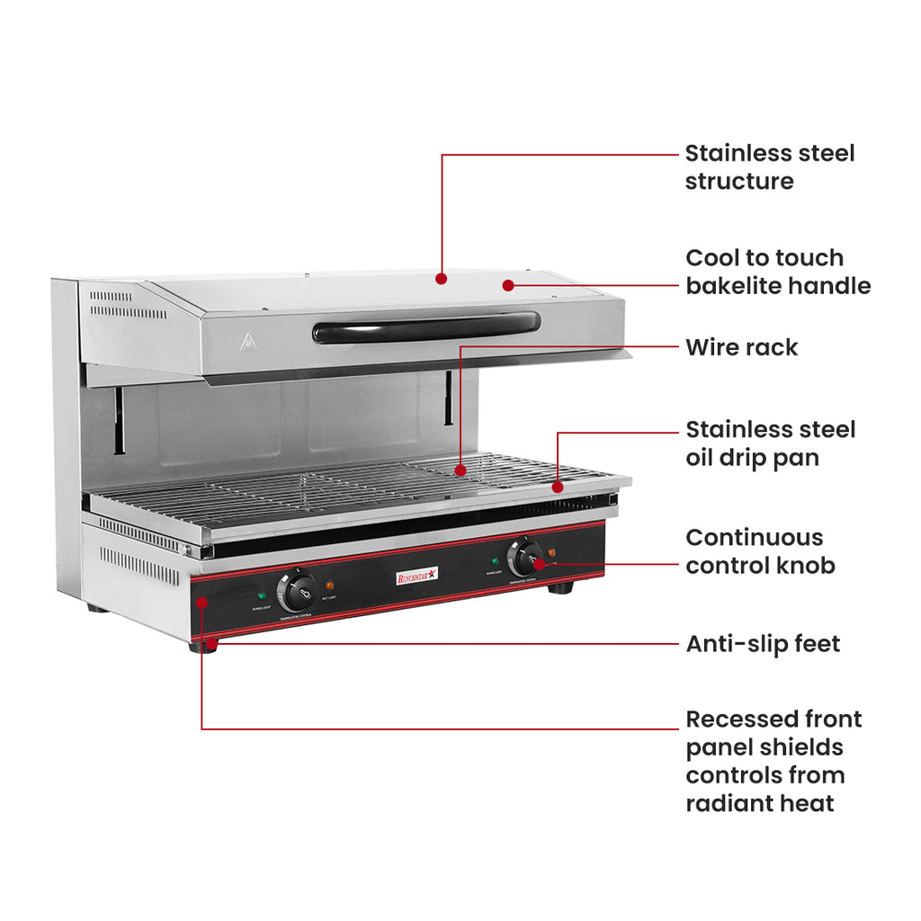 Benchstar ES-5600L - Electric Salamander with Adjustable Height, 5.6kW, 800mm - image 3