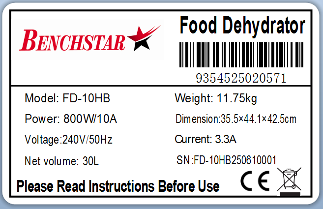 Benchstar FD-10HB - 10 Tray Commercial Food Dehydrator - image 7