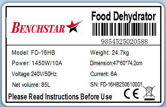 Benchstar FD-16HB - 16 Tray Commercial Food Dehydrator - image 13