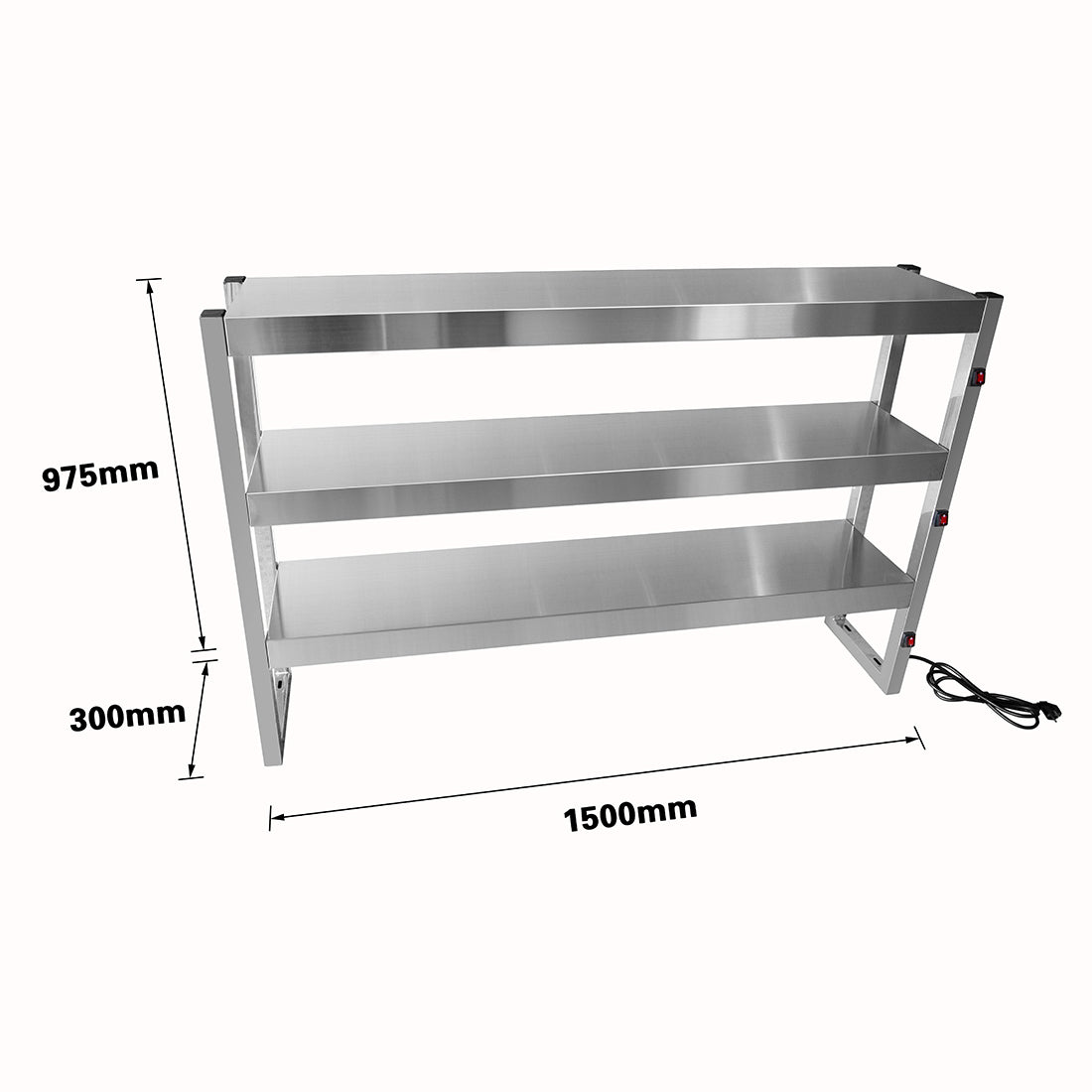 Benchstar FW12L-153 - Heat Lamp Food Warmer, 3 Tier, 1500mm, 12 Lamps - image 2