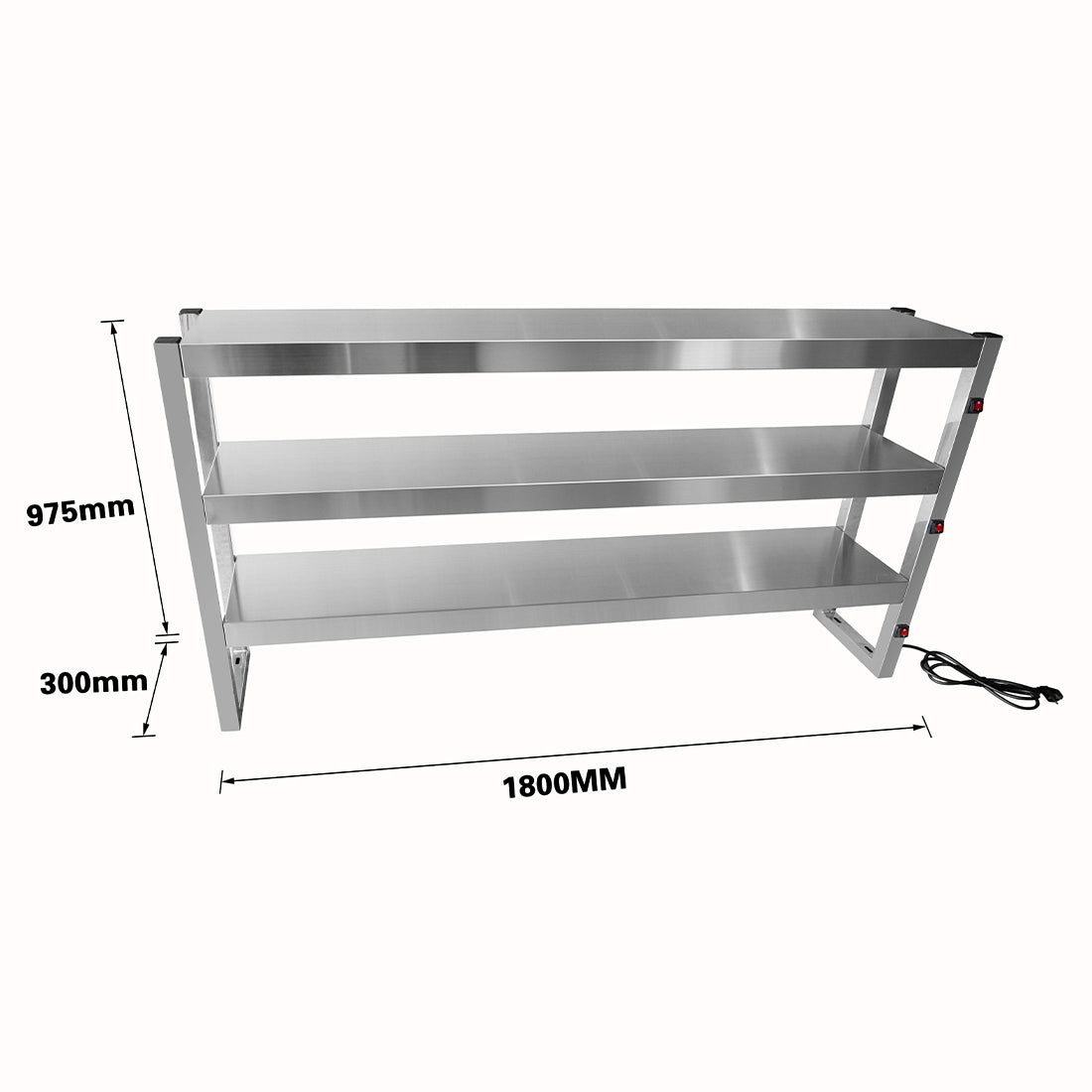 Benchstar FW15L-183 - Heat Lamp Food Warmer, 3 Tier, 1800mm, 15 Lamps - image 2
