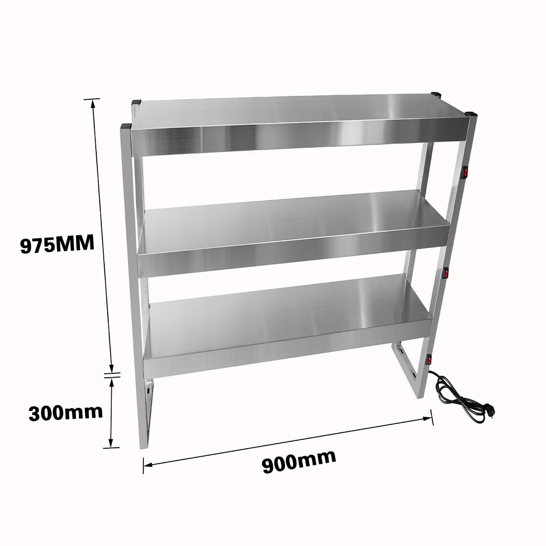 Benchstar FW6L-093 - Heat Lamp Food Warmer, 3 Tier, 900mm, 6 Lamps - image 2