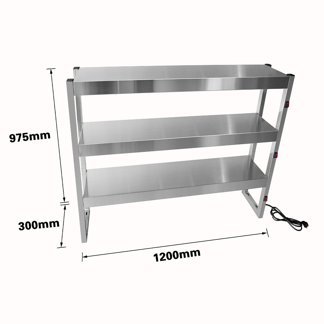 Benchstar FW9L-123 - Heat Lamp Food Warmer, 3 Tier, 1200mm, 9 Lamps