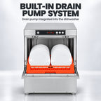 Asber GE-500BDD Tech Line Underbench Dishwasher - drain pump system