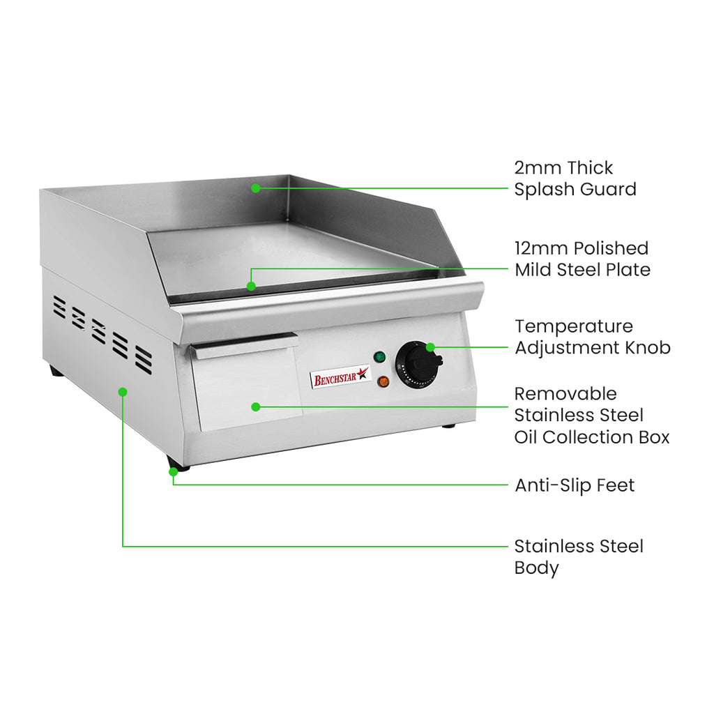 Benchstar GH-400E - Electric Griddle, 400mm, 12mm Steel Plate - image 3