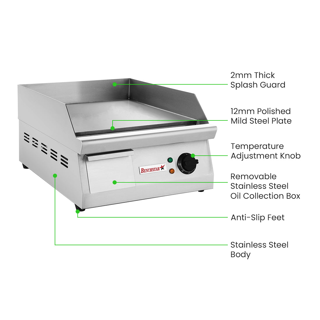 Benchstar GH-400E - Electric Griddle, 400mm, 12mm Steel Plate - image 3