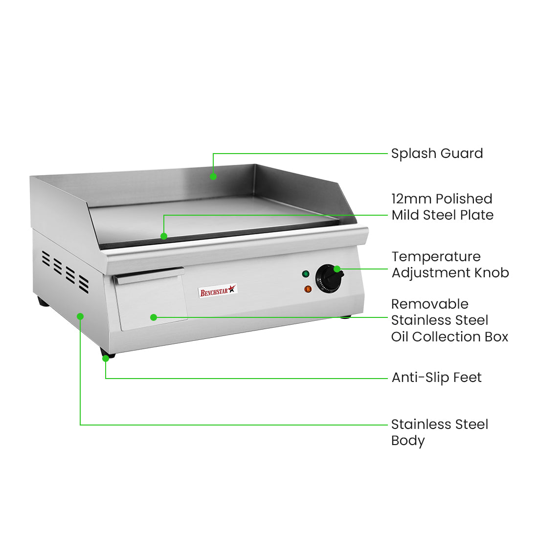 Benchstar GH-550E - Electric Griddle, 550mm, 12mm Steel Plate - image 3