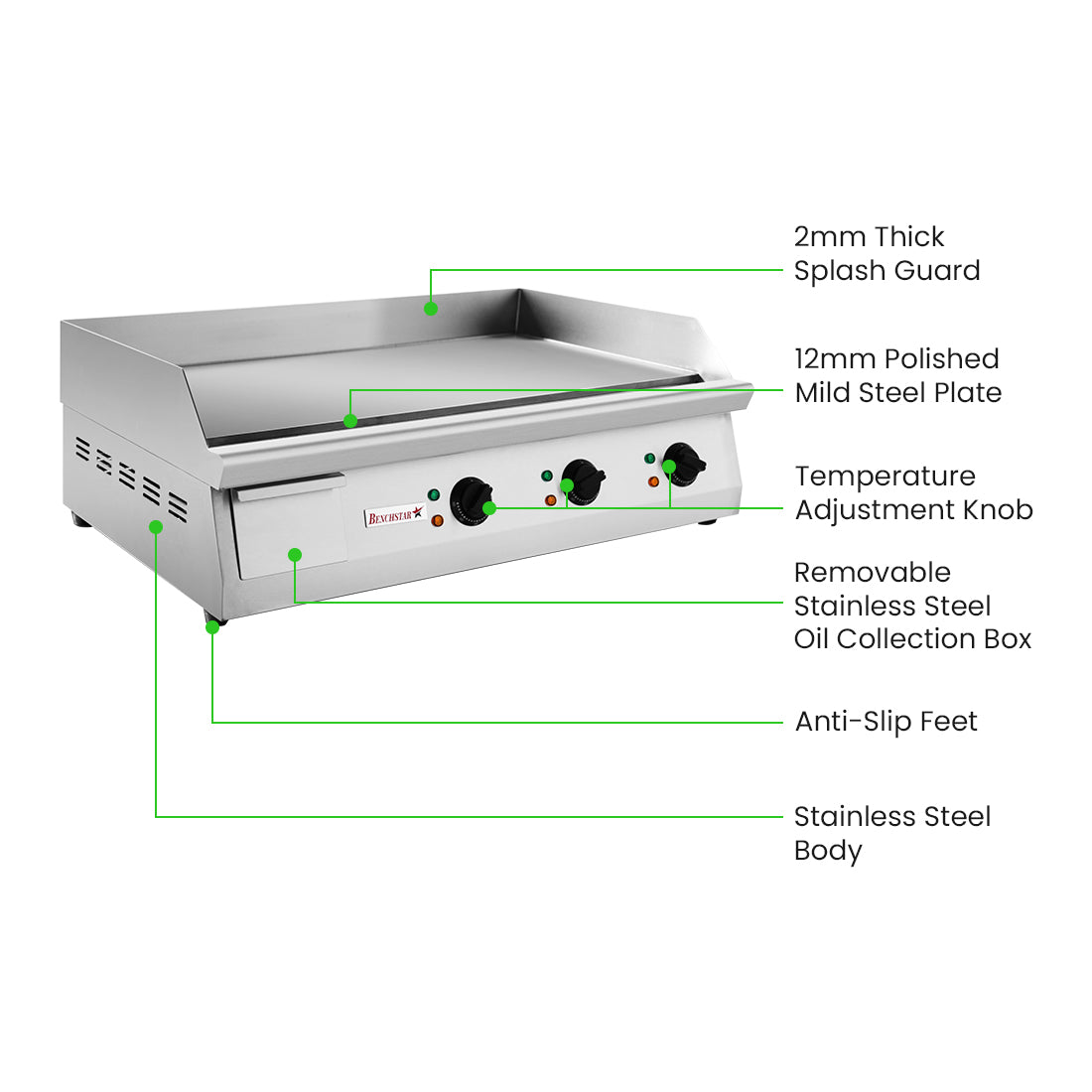 Benchstar GH-760E - Electric Griddle, 760mm, 12mm Steel Plate, 3 Phase - image 3