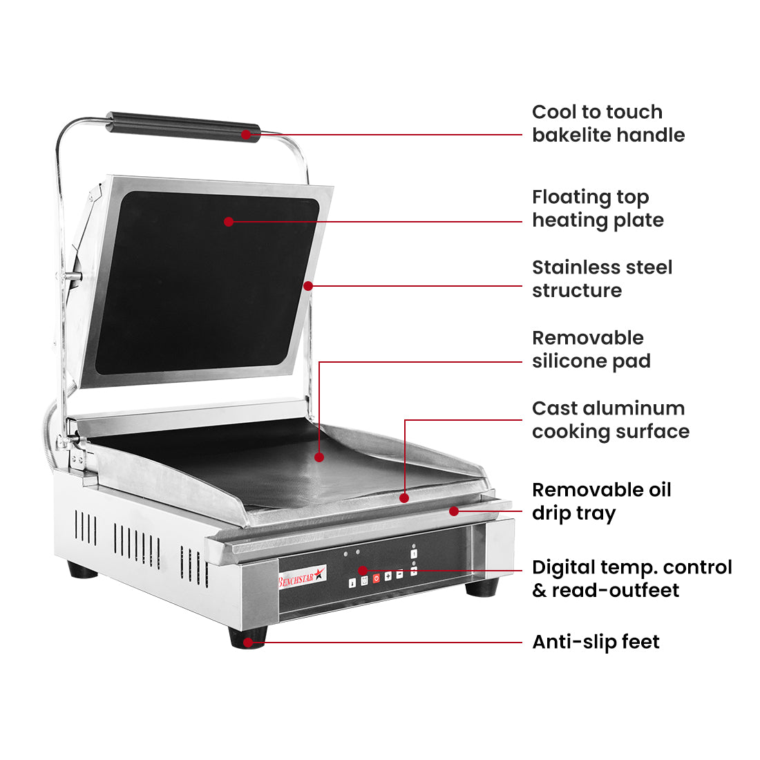 Benchstar GH-816 - Electric Grill Station with Digital Control, 9 Slice - image 3
