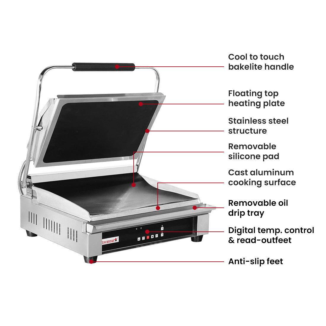 Benchstar GH-819 - Electric Grill Station with Digital Control, 12 Slice - image 3