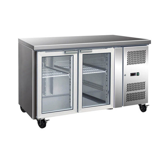 FED Thermaster GN2100TNG - 2 Glass Door Gastronorm Bench Fridge