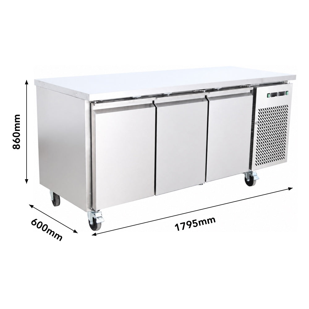 FED Thermaster GN3100DT - Triple Door Dual Temp GN Counter Fridge Freezer 1795mm - image 2