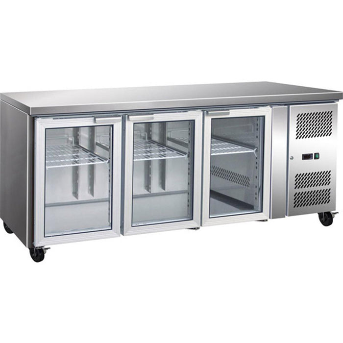 FED Thermaster GN3100TNG - 3 Glass Door Gastronorm Bench Fridge