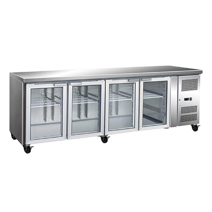 FED Thermaster GN4100TNG - 4 Glass Door Gastronorm Bench Fridge