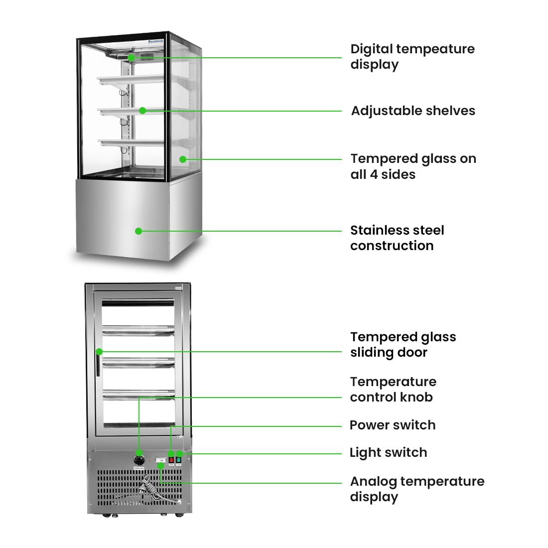 Bonvue FED H-SF820V - 600mm 3+1 Tier Heated Food Display - image 3