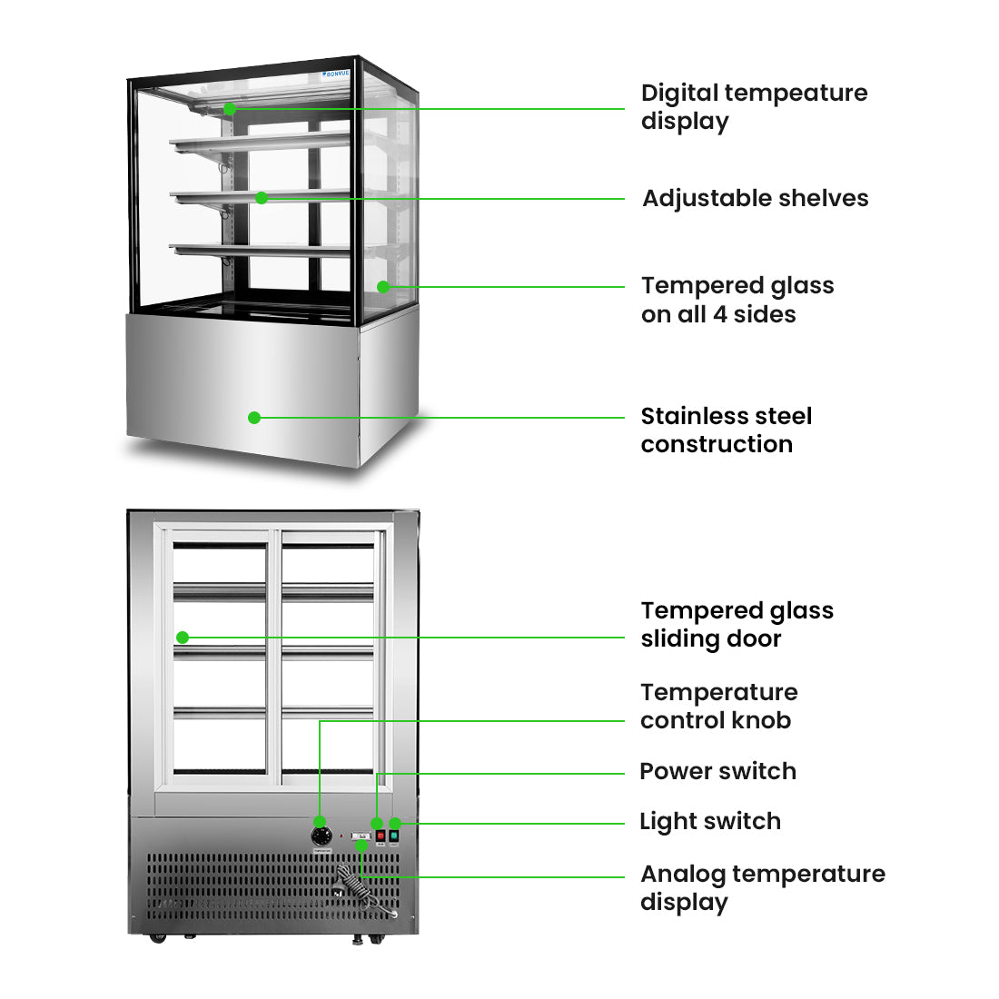 Bonvue FED H-SF830V - 900mm 3+1 Tier Heated Food Display - image 3