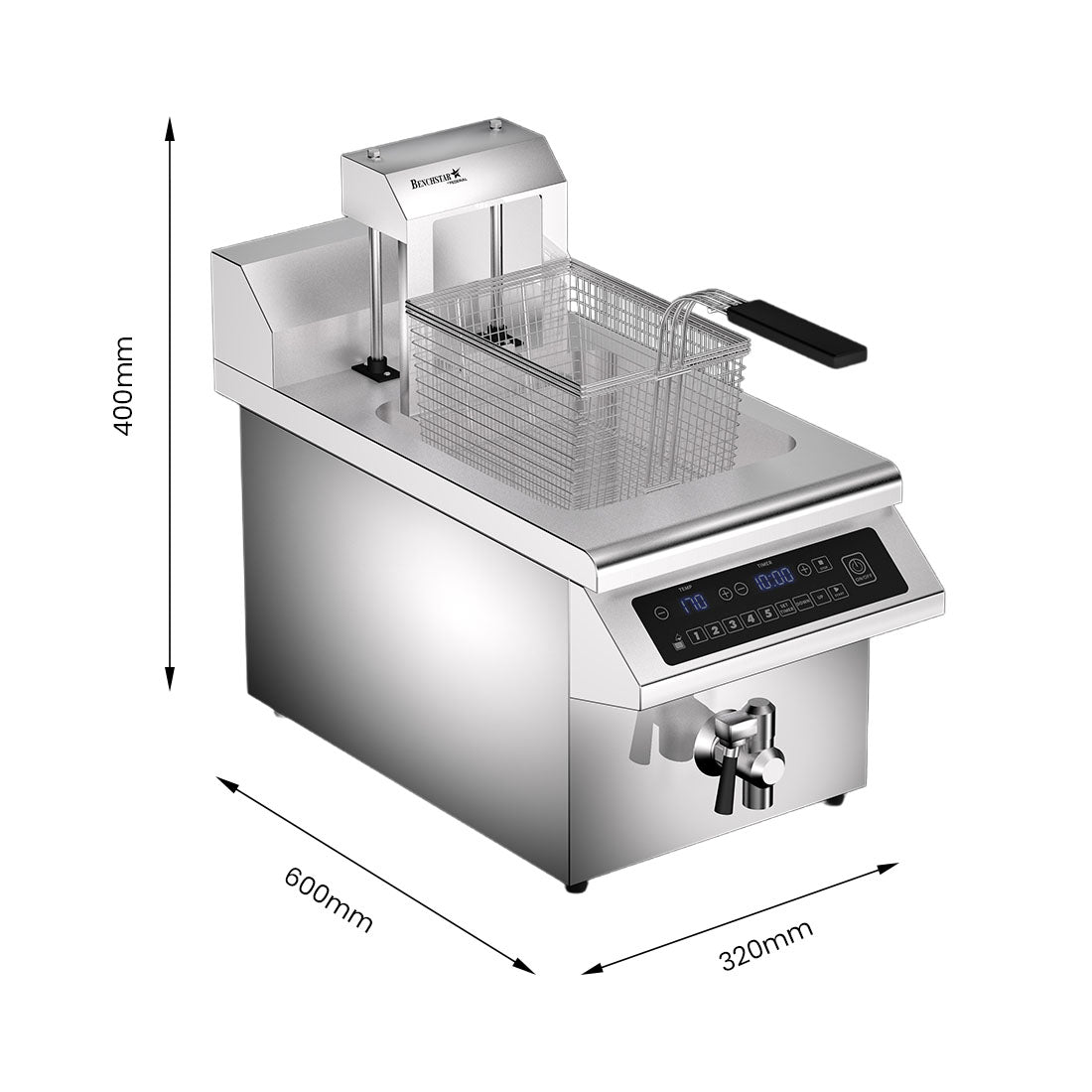Benchstar IF3500S-AL - 8L Single Tank Induction Fryer with Auto Basket Lift - image 2