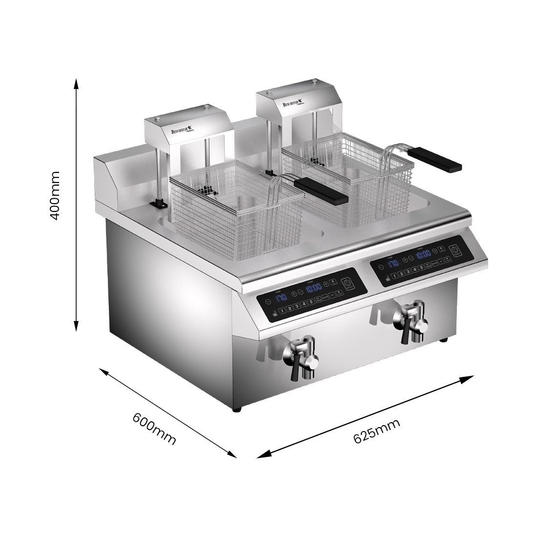 Benchstar IF7000D-AL - 2 x 8L Double Tank Induction Fryer with Auto Basket Lift - image 2