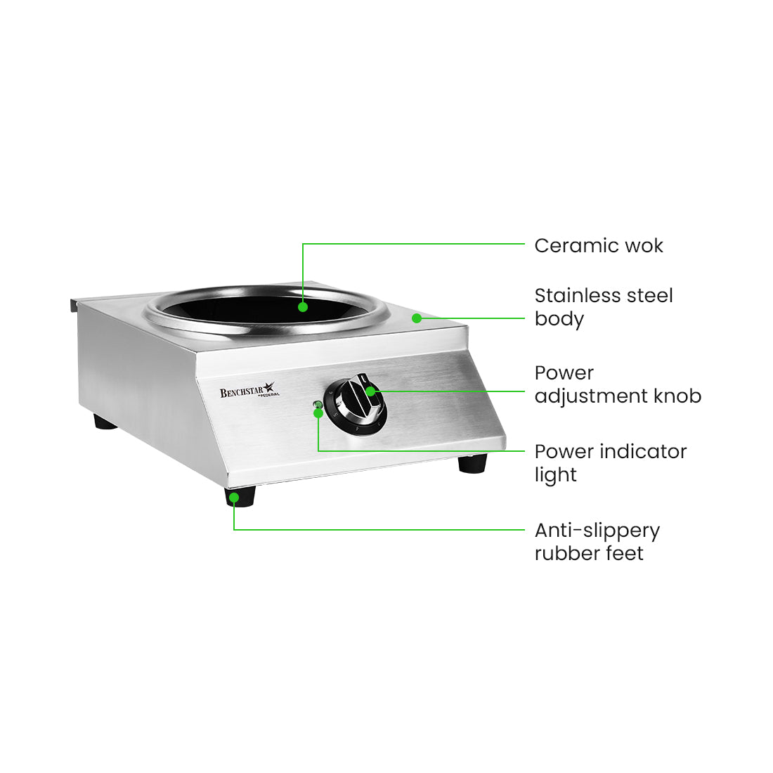 Benchstar IW500 - Ceramic Induction Wok, 5kW 3 Phase - image 3