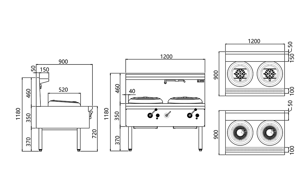Jasper JA-2DB - Double Wok Burner Range