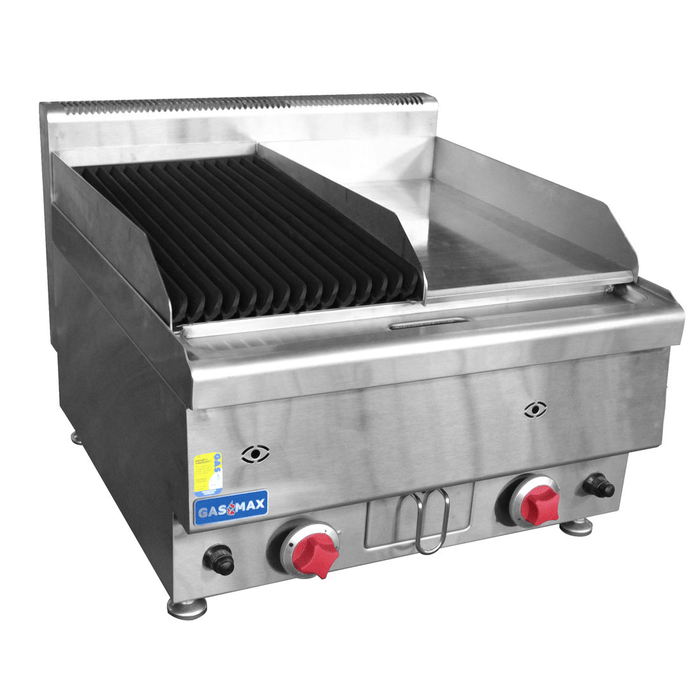 Gasmax JUS-TRGH60E - Benchtop 600mm Gas Char Grill and Griddle Combo