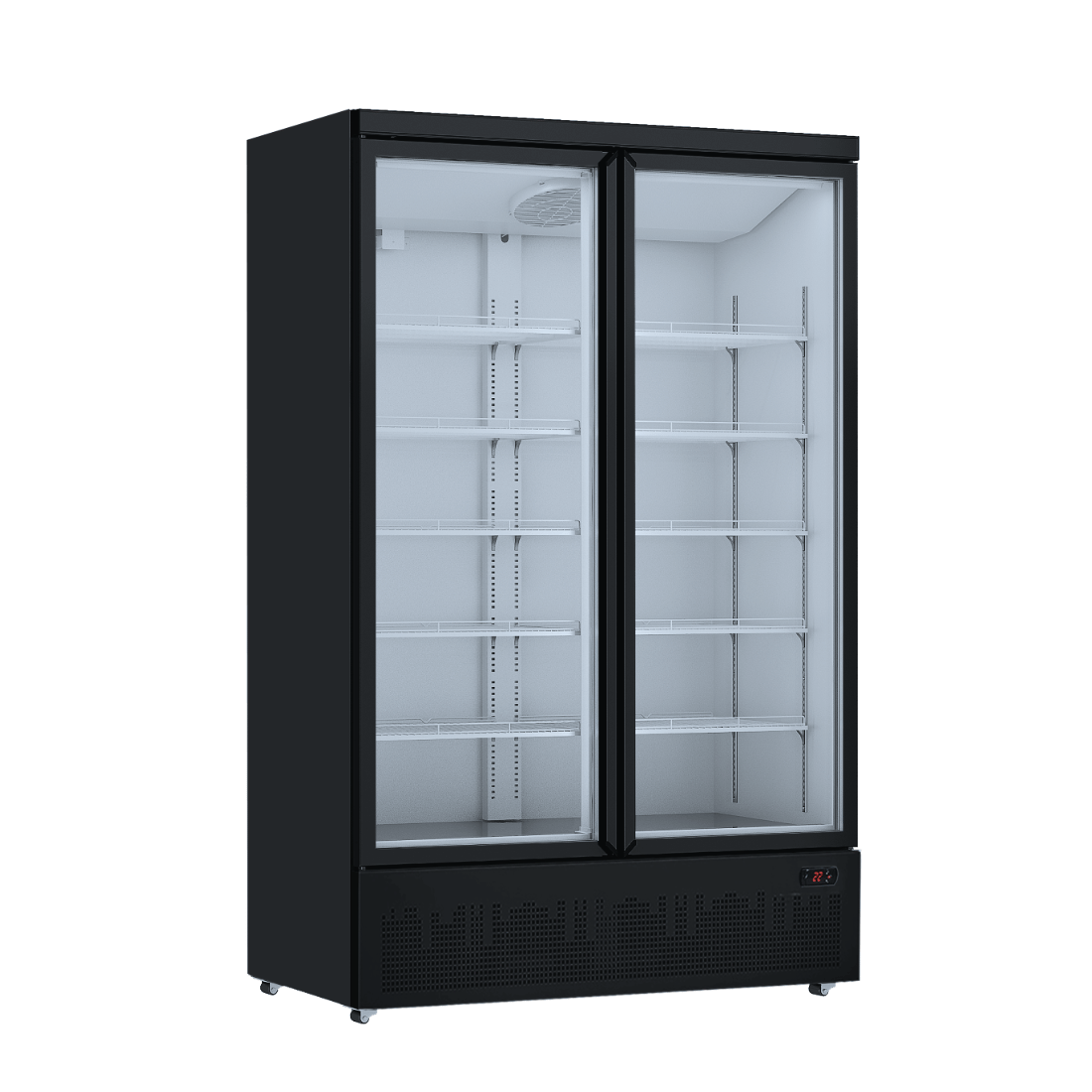 FED Thermaster LG-1000BGBM - Double Glass Door Supermarket Display Fridge Black 1117L - image 2