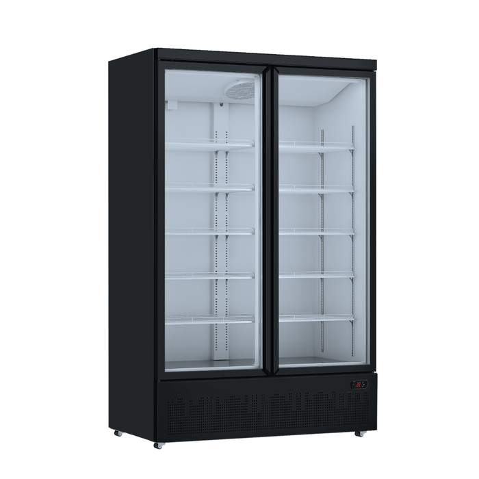 FED Thermaster LG-1000BGBM - Double Glass Door Supermarket Display Fridge Black 1117L - image 2