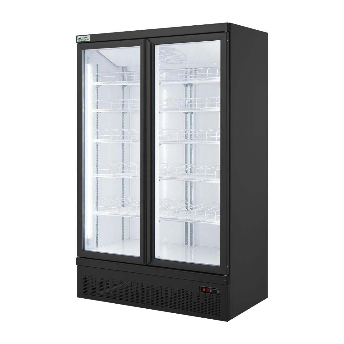 FED Thermaster LG-1000BGBM - Double Glass Door Supermarket Display Fridge Black 1117L