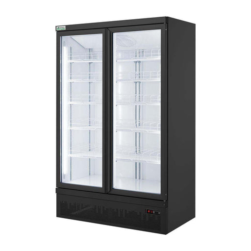 FED Thermaster LG-1000BGBM - Double Glass Door Supermarket Display Fridge Black 1117L
