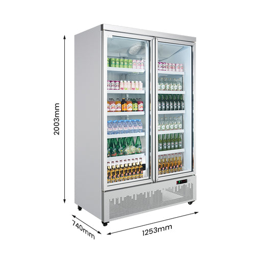 FED Thermaster LG-1000GBM - Double Glass Door Supermarket Display Fridge 1117L - image 2
