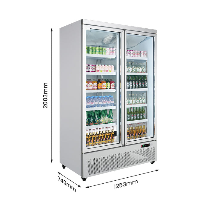 FED Thermaster LG-1000GBM - Double Glass Door Supermarket Display Fridge 1117L - image 2