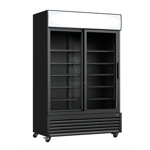 FED Thermaster LG-1000SDBP - Double Sliding Glass Door Upright Drink Fridge Black 862L