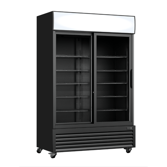 FED Thermaster LG-1000SDBP - Double Sliding Glass Door Upright Drink Fridge Black 862L