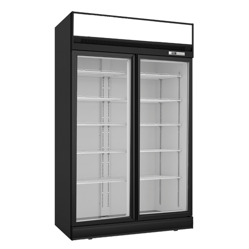 FED Thermaster LG-1006DF - Double Glass Door Upright Display Freezer Black 1006L