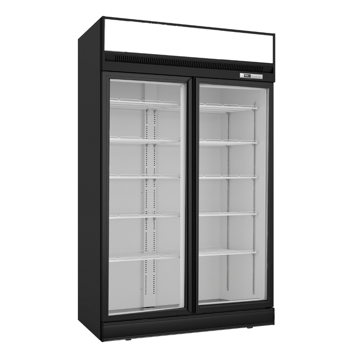 FED Thermaster LG-1006DF - Double Glass Door Upright Display Freezer Black 1006L