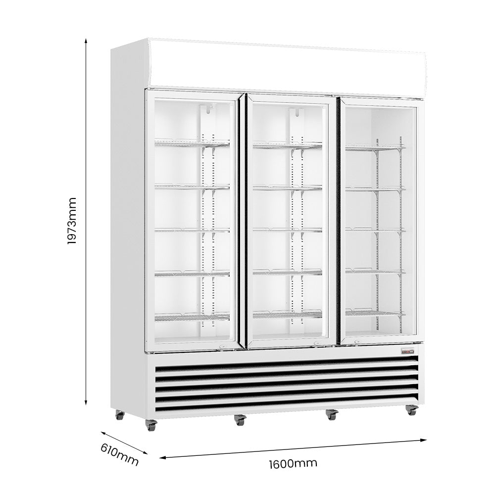 FED Thermaster LG-1203P - Triple Glass Door Upright Drink Fridge White 1200L - image 2