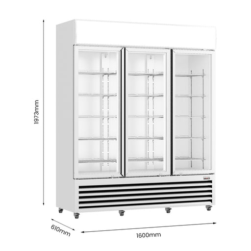 FED Thermaster LG-1203P - Triple Glass Door Upright Drink Fridge White 1200L - image 2