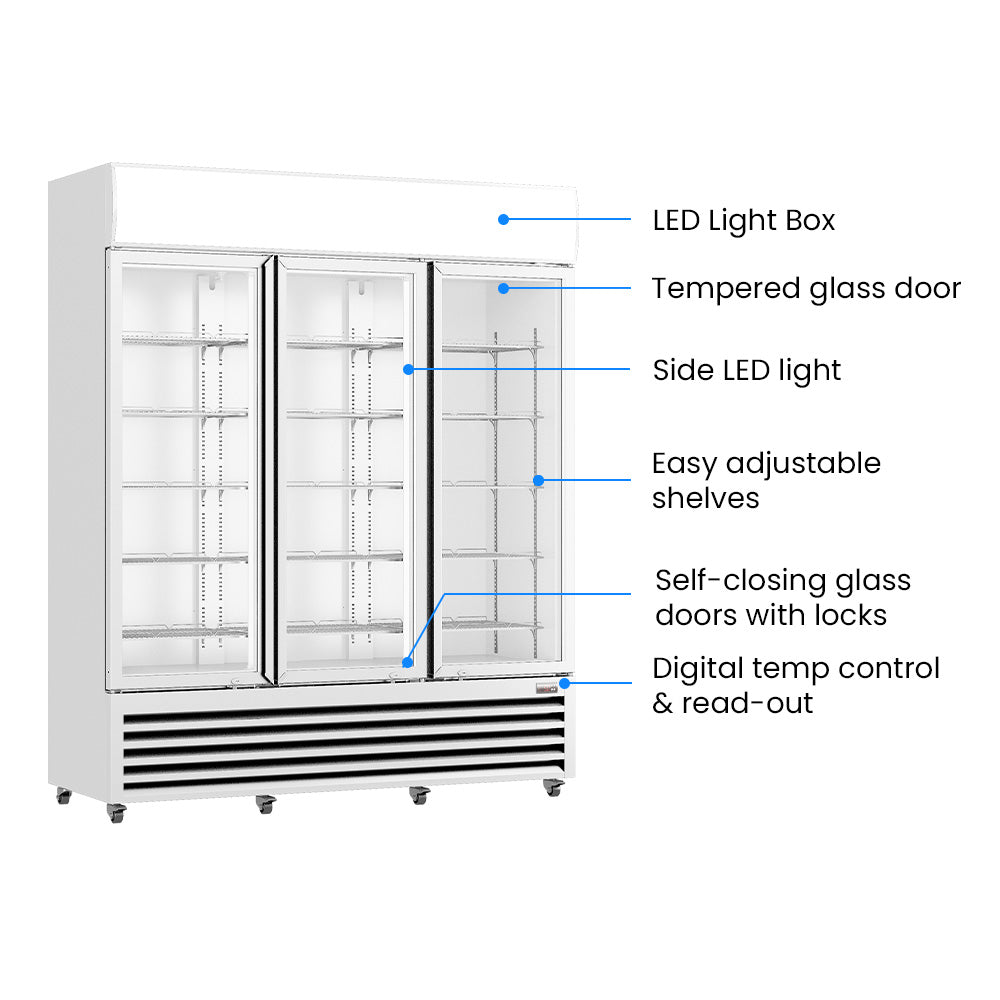 FED Thermaster LG-1203P - Triple Glass Door Upright Drink Fridge White 1200L - image 3