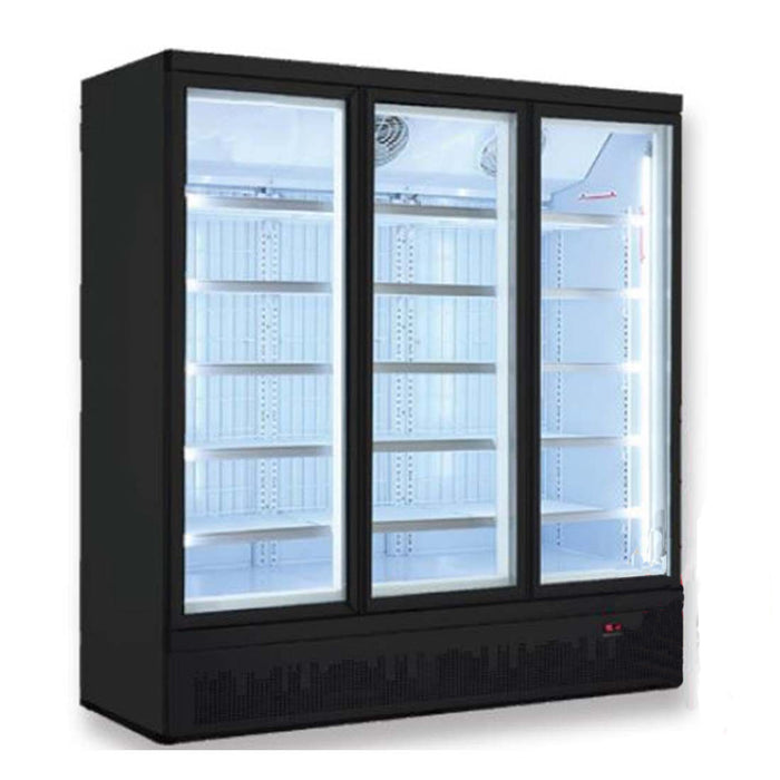 FED Thermaster LG-1500BGBM - Triple Glass Door Supermarket Display Fridge Black 1718L - image 2