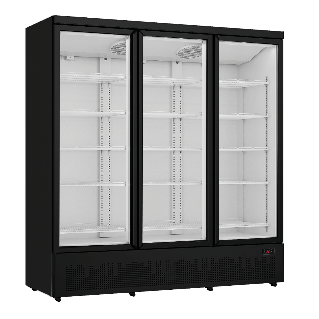 FED Thermaster LG-1500BGBM - Triple Glass Door Supermarket Display Fridge Black 1718L