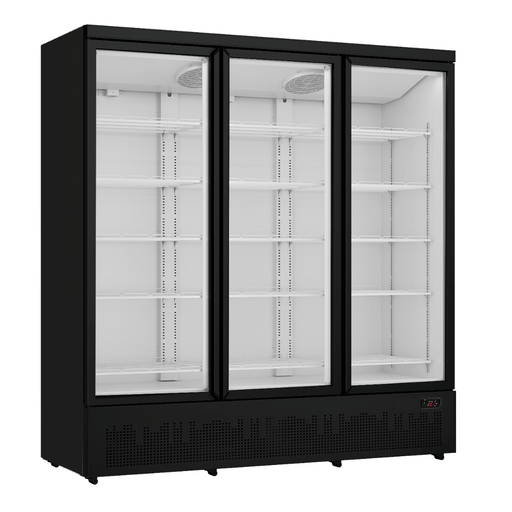 FED Thermaster LG-1500BGBM - Triple Glass Door Supermarket Display Fridge Black 1718L