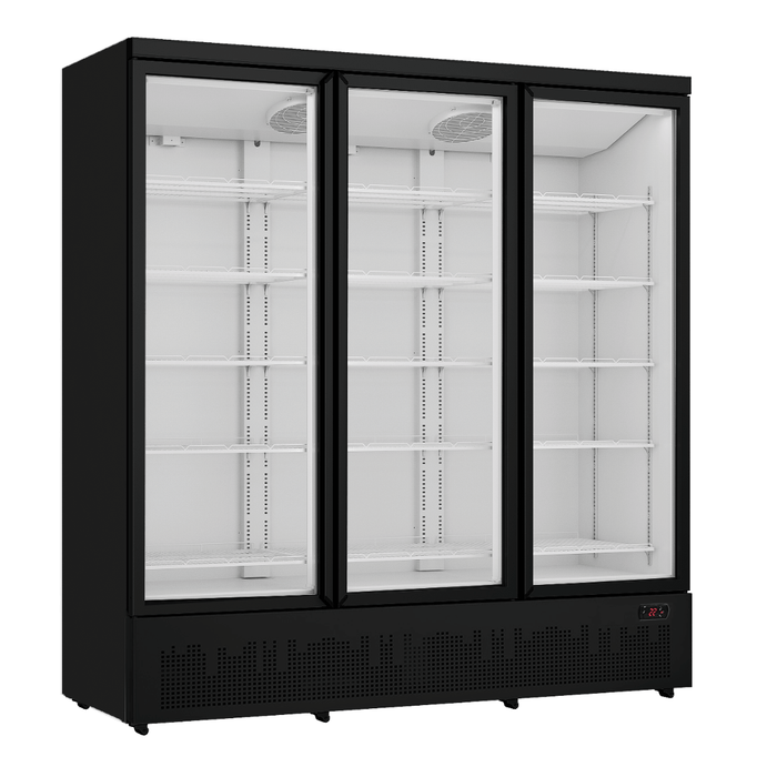 FED Thermaster LG-1500BGBM - Triple Glass Door Supermarket Display Fridge Black 1718L