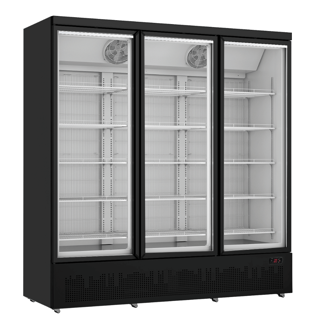 FED Thermaster LG-1500BGBMF - Triple Glass Door Supermarket Display Freezer Black 1618L - image 2